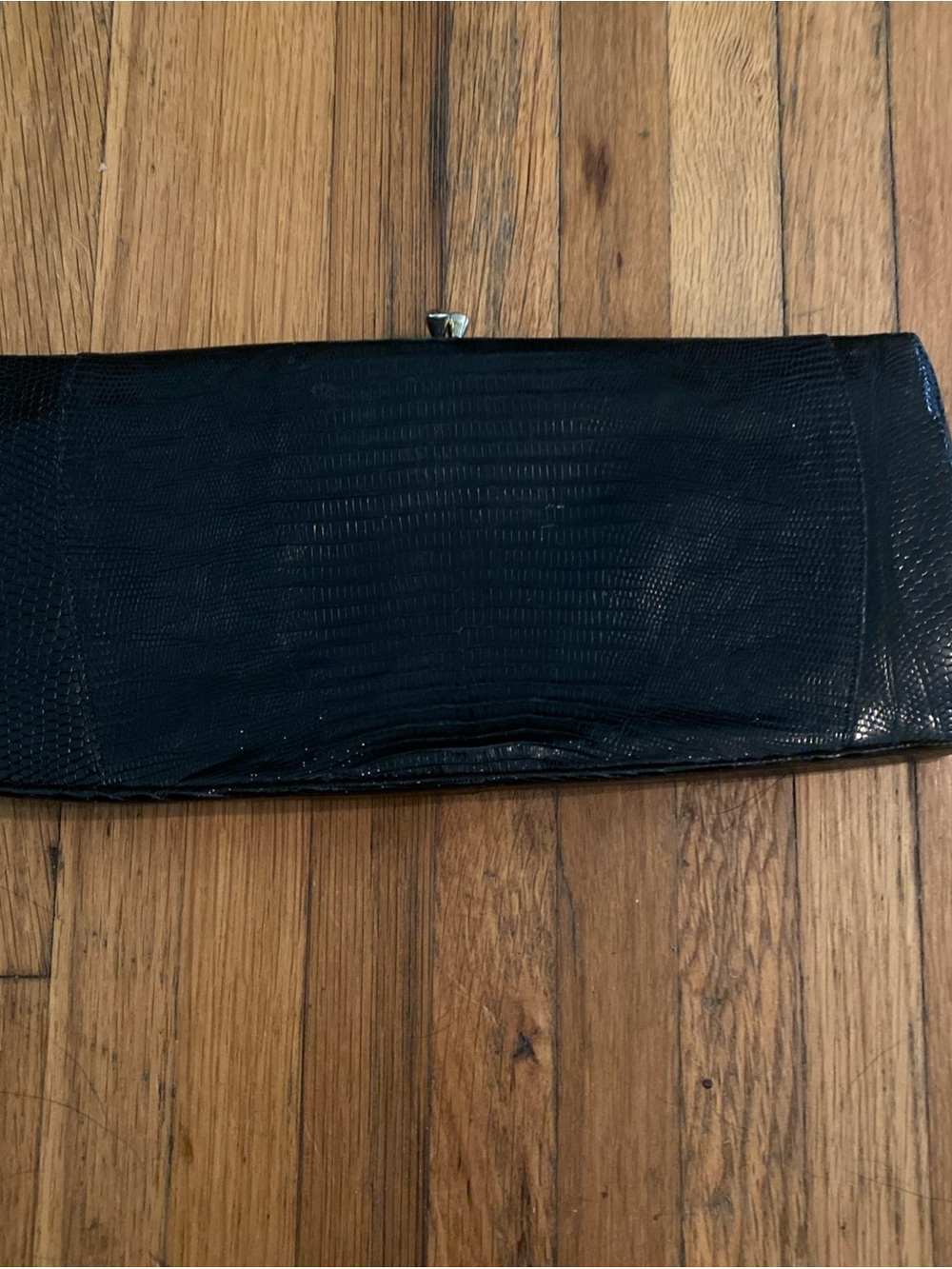 Vintage 1950s Sydney of California Genuine Lizard Skin Black Evening Clutch
